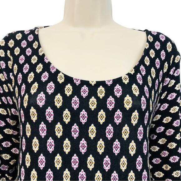 NWT Loveappella Charming Black Multi Colored Design Kasi Knit Dress Caged Back - Picture 5 of 16